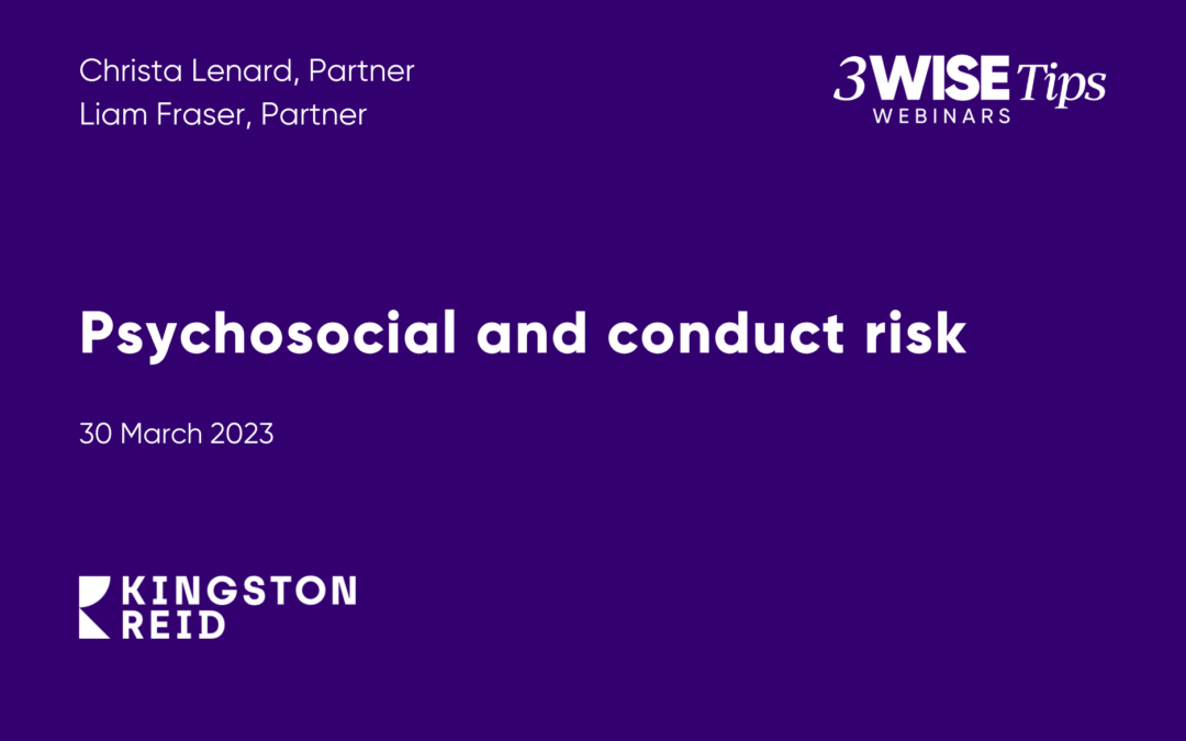 Psychosocial and conduct risk